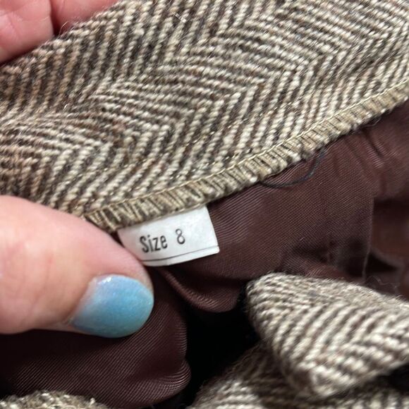 Brown Beige women’s Knee Length Wool Skirt size 8 - Picture 6 of 6
